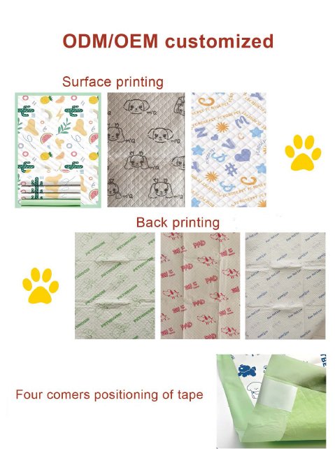 Pet training pad back view showing non-slip adhesive corner tapes